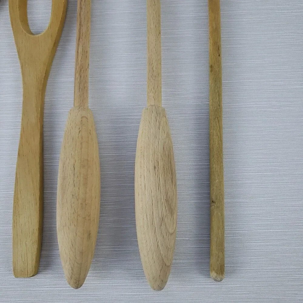 Wood Cooking Utensils Spoon Fork Chopper Spatula 5 Pcs Lot